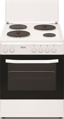 Ideal IDCM 6060 ENW Κουζίνα 60lt με Εμαγιέ Εστίες Π59.8εκ. Λευκή