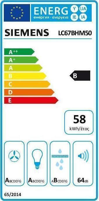 Siemens LC67BHM50 Απορροφητήρας Καμινάδα 60cm Inox