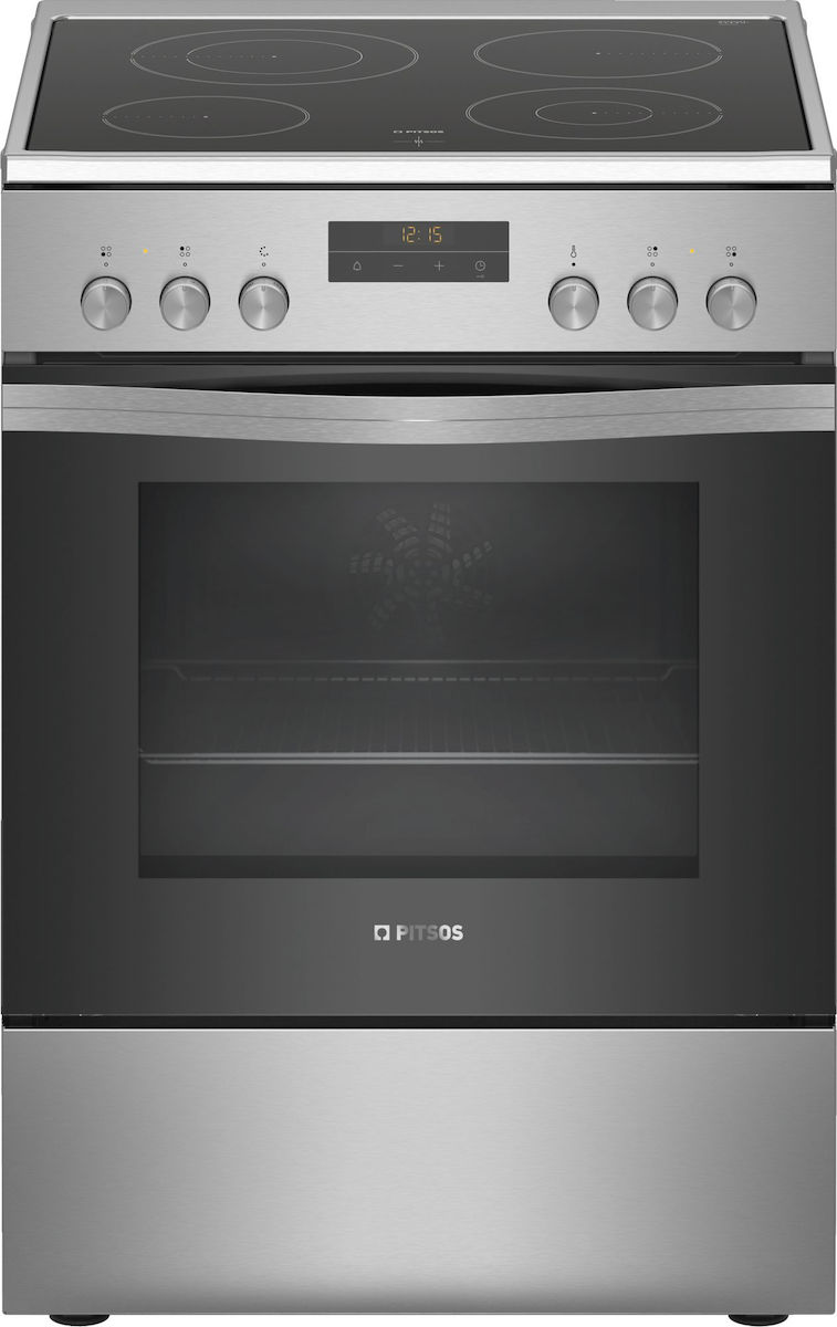 Pitsos PHS139350 Κουζίνα 66lt με Κεραμικές Εστίες Π60εκ. Inox