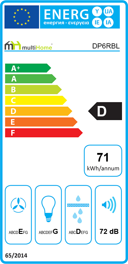 MultiHome DP6-RBL Απορροφητήρας Καμινάδα 60cm Μαύρος