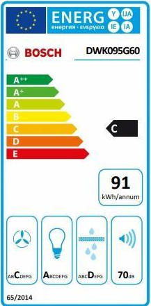 Bosch DWK095G60 Απορροφητήρας Καμινάδα 90cm Μαύρος