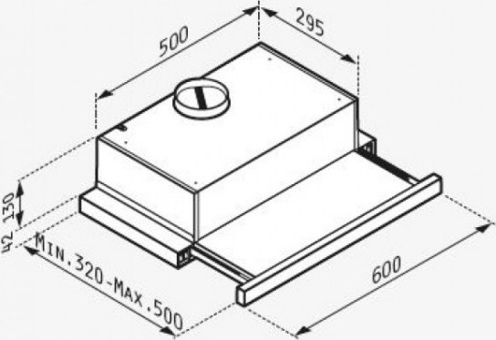 Pyramis Ecoline με Γυαλί Συρόμενος Απορροφητήρας 60cm Μαύρος