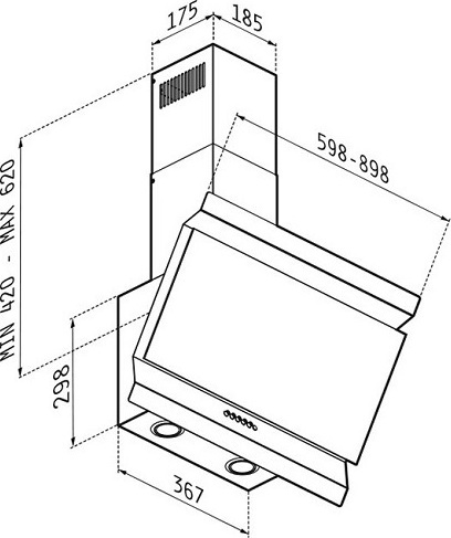 Pyramis Eleganto Απορροφητήρας Καμινάδα 90cm Μαύρος