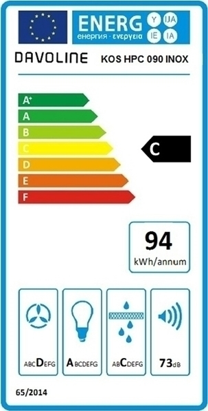 Davoline KOS HPC Απορροφητήρας Καμινάδα 90cm Μαύρος