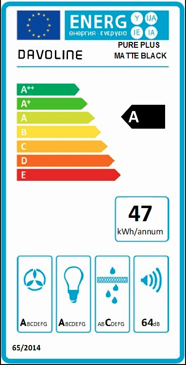 Davoline Pure Plus Απορροφητήρας Νησίδα 50cm Μαύρος