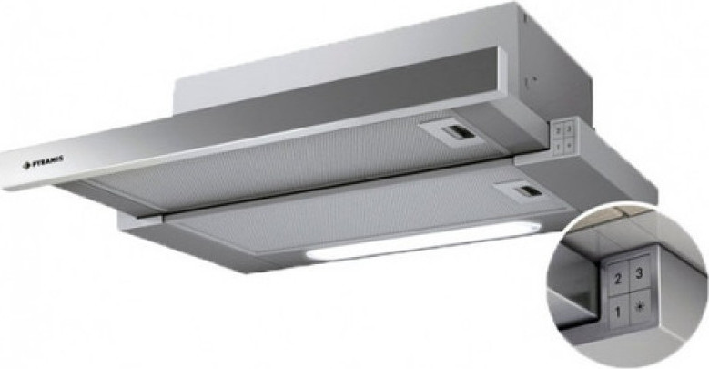 Pyramis Essential Slim Turbo Συρόμενος Απορροφητήρας 60cm Inox