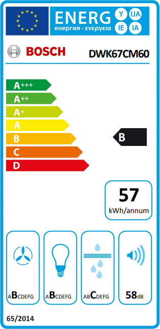 Bosch DWK67CM60 Απορροφητήρας Καμινάδα 59cm Μαύρος