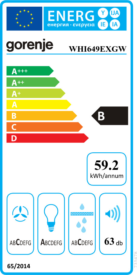 Gorenje WHI649EXGW Απορροφητήρας Καμινάδα 60cm Λευκός