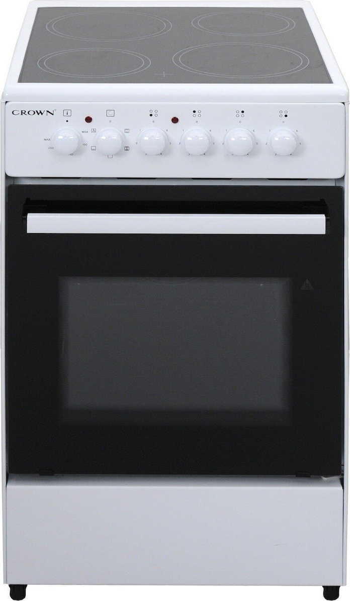 Crown CEC-5060V W Κουζίνα 47lt με Κεραμικές Εστίες Π50εκ. Λευκή