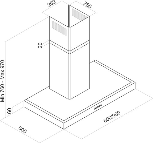 Davoline TAU HPA Απορροφητήρας Καμινάδα 60cm Μαύρος