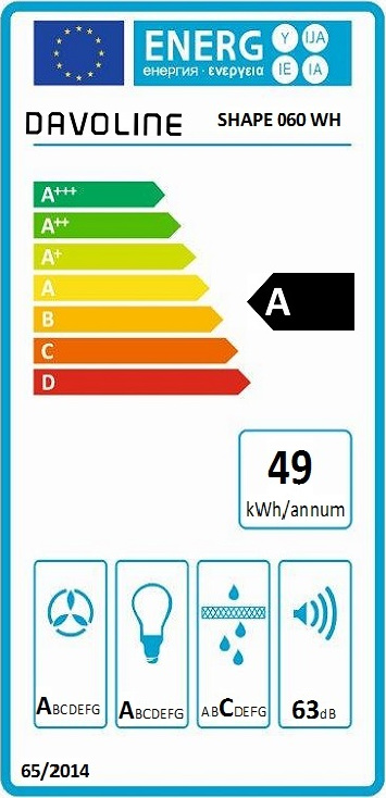 Davoline Shape 60 Απορροφητήρας Καμινάδα 60cm Λευκός