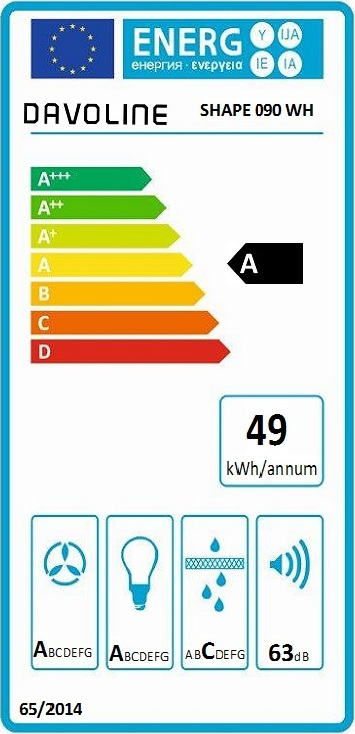 Davoline Shape 90 Απορροφητήρας Καμινάδα 90cm Λευκός