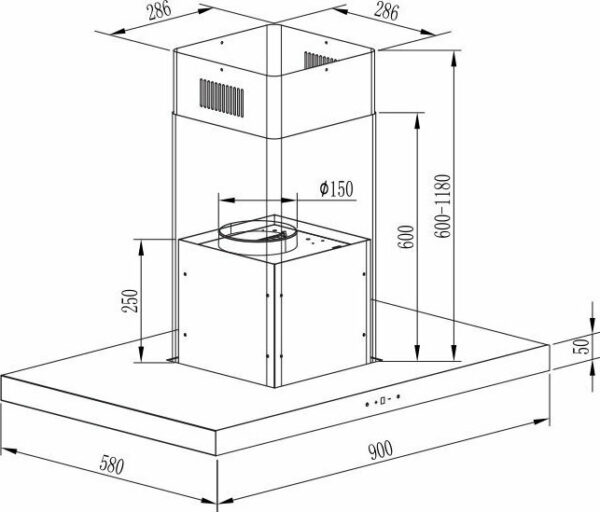 Gruppe Symmetria 90 Απορροφητήρας Νησίδα 90cm Inox