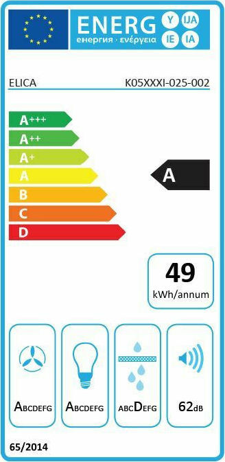 Elica Ikona Light BL/F/60 Απορροφητήρας Νησίδα Ανακύκλωσης 60cm Μαύρος