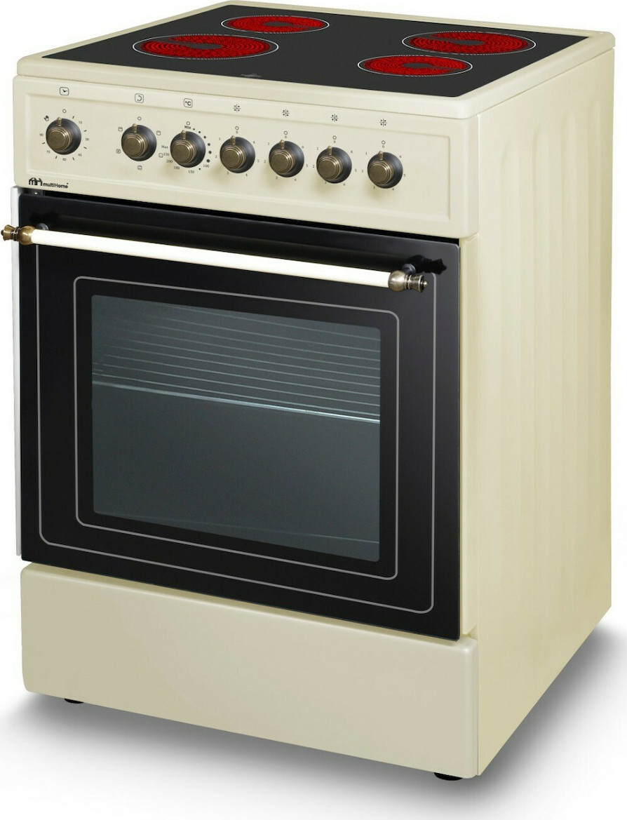 MultiHome LF60SGF-04VR (MT) Κουζίνα 57lt με Κεραμικές Εστίες Π60εκ. Μπεζ