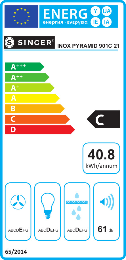 Singer Pyramid 901C 21 Απορροφητήρας Καμινάδα 90cm Inox