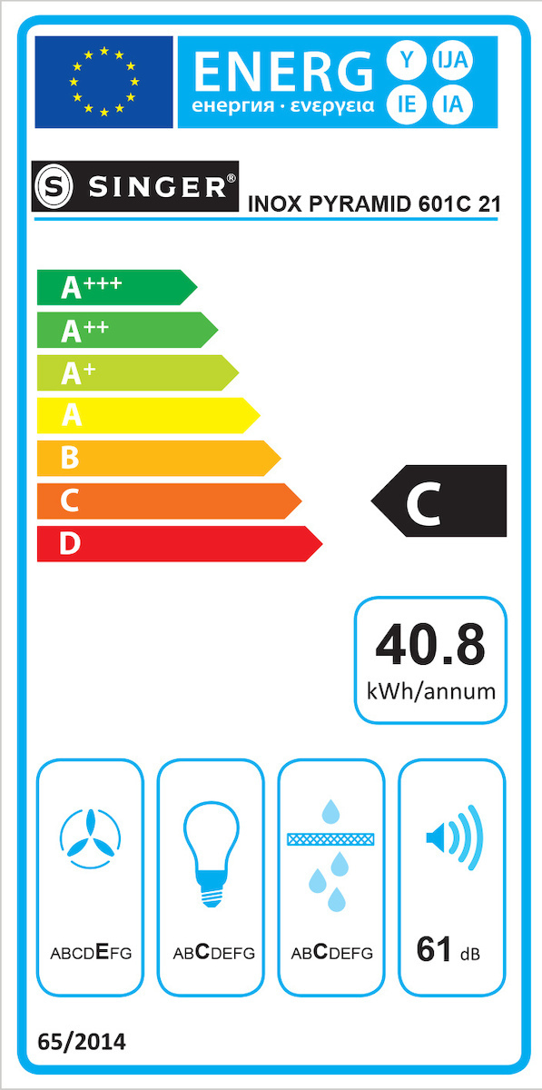 Singer Pyramid 601C 21 Απορροφητήρας Καμινάδα 60cm Inox