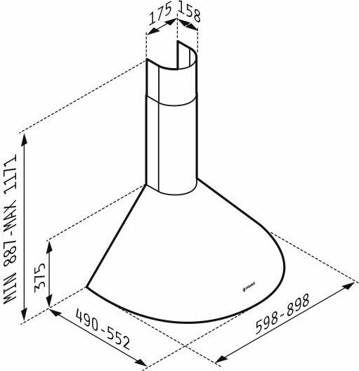 Pyramis Classic Στρογγυλός Απορροφητήρας Καμινάδα 90cm Inox