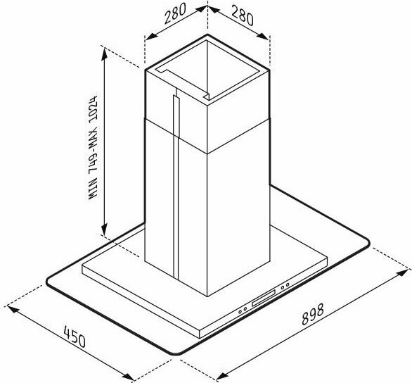 Pyramis Cielo Premium Απορροφητήρας Νησίδα 90cm Inox