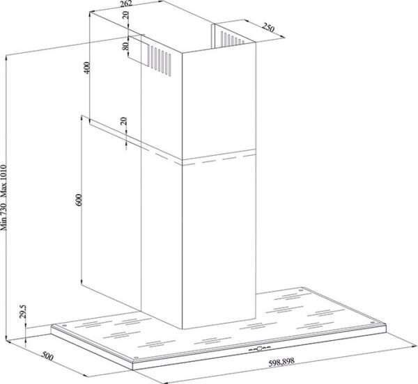 Davoline Slim Plus IX-BL Απορροφητήρας Καμινάδα 60cm Inox