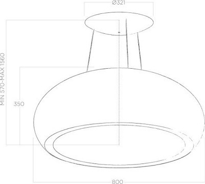 Elica Seashell BL/F/80 Απορροφητήρας Νησίδα Ανακύκλωσης 80cm Μαύρος