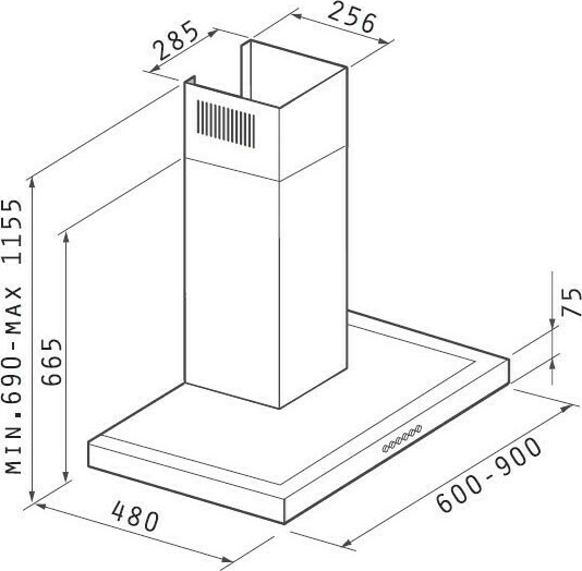 Pyramis Premium Agilo Απορροφητήρας Καμινάδα 60cm Inox