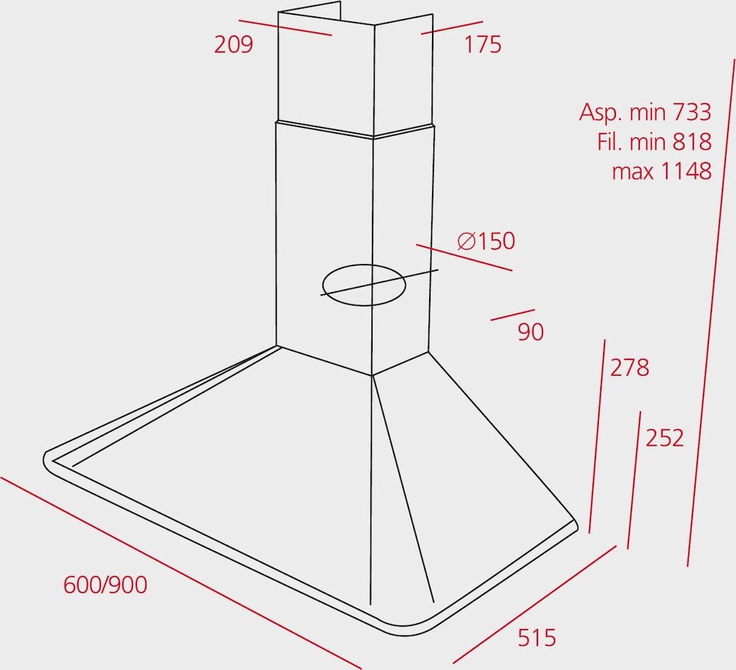 Teka DOS 60.1 Απορροφητήρας Καμινάδα 60cm Ανθρακί