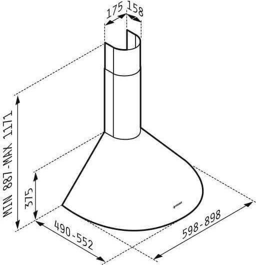 Pyramis Classic Στρογγυλός Απορροφητήρας Καμινάδα 60cm Inox