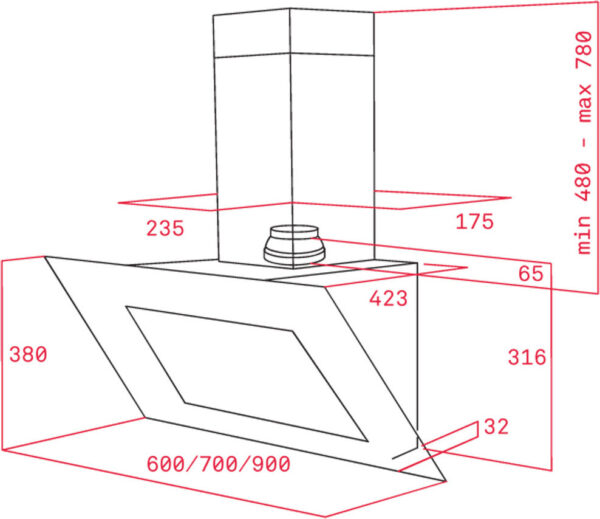 Teka DVT 985 Απορροφητήρας Καμινάδα 90cm Λευκός