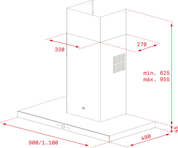 Teka Perfecta 4 DLH 985 T Απορροφητήρας Καμινάδα 90cm Inox