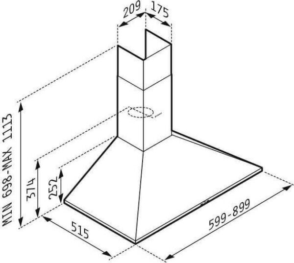 Pyramis Τετράγωνος Plus Classic Απορροφητήρας Καμινάδα 60cm Inox