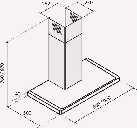 Davoline TAU HPA Απορροφητήρας Καμινάδα 90cm Inox