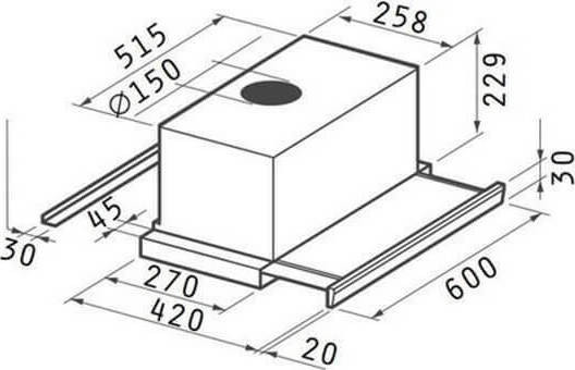 Pyramis Essential Turbo Συρόμενος Απορροφητήρας 60cm Καφέ