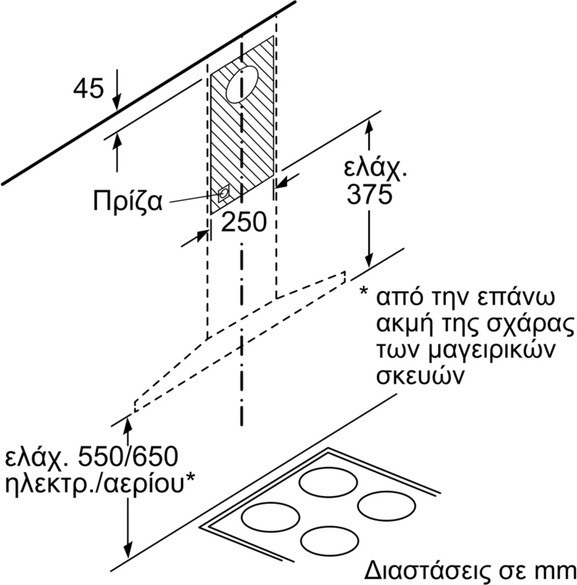 Bosch DWQ66DM50 Απορροφητήρας Καμινάδα 60cm Inox