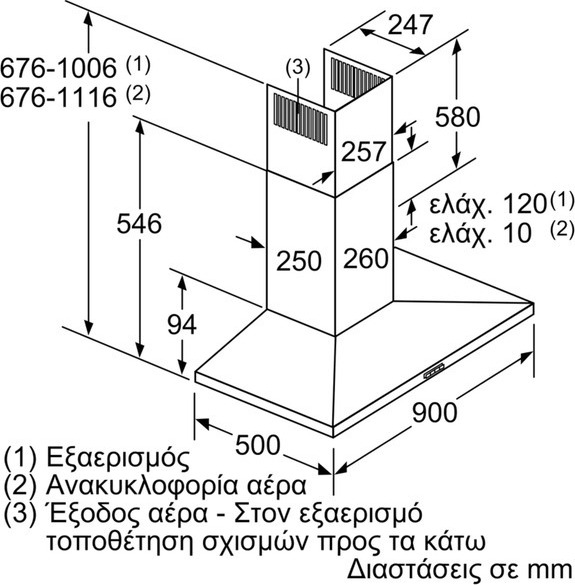 Siemens LC97QFM50 Απορροφητήρας Καμινάδα 90cm Inox