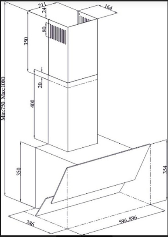 Davoline Classy Plus Απορροφητήρας Καμινάδα 60cm Μαύρος