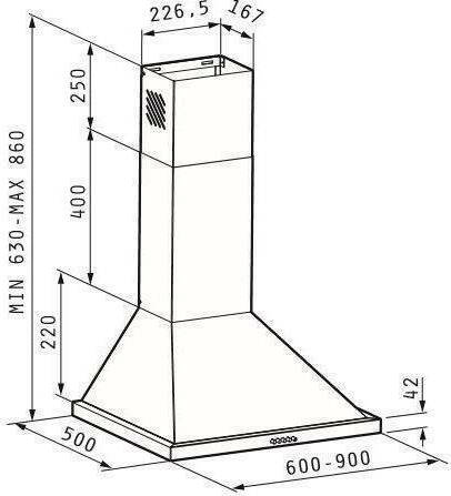 Pyramis Ecoline Τετράγωνος Απορροφητήρας Καμινάδα 90cm Inox