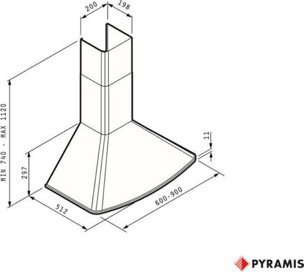 Pyramis Οβάλ Classic 90 Απορροφητήρας Καμινάδα 90cm Inox
