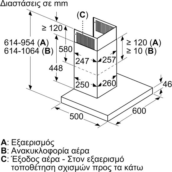 Neff D65BMP5N0 Απορροφητήρας Καμινάδα 60cm Inox