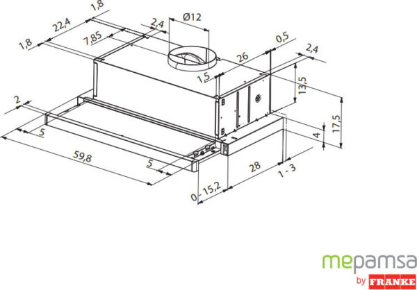 Mepamsa Eco Flexa Συρόμενος Απορροφητήρας 60cm Λευκός