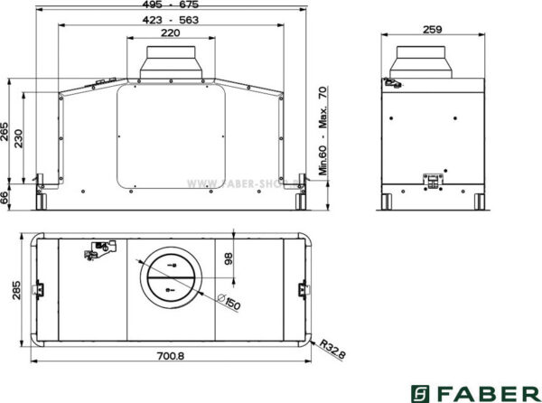 Faber In Light A70 Evo Μηχανισμός Απορρόφησης 70cm Inox