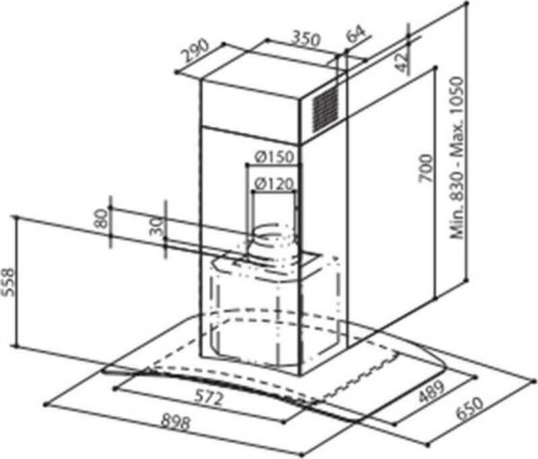 Faber Tratto Isola/SP EV8 X/V A90 Απορροφητήρας Νησίδα 90cm Inox