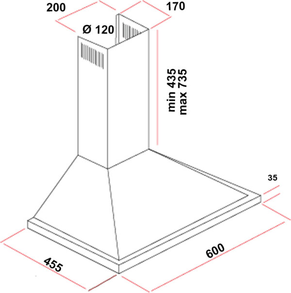 MultiHome DP6-RBL Απορροφητήρας Καμινάδα 60cm Μαύρος