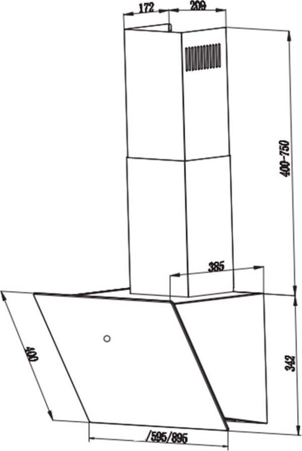 Faber VRT BK A60 2LS Απορροφητήρας Καμινάδα 60cm Μαύρος