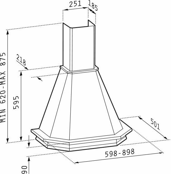 Pyramis Classic Ρουστίκ (065018102) Απορροφητήρας Καμινάδα 90cm Λευκός