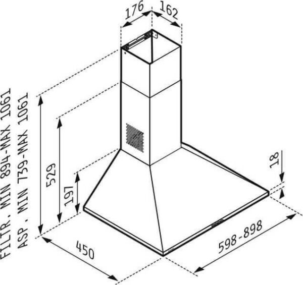 Pyramis Lux Classic Απορροφητήρας Καμινάδα 90cm Inox