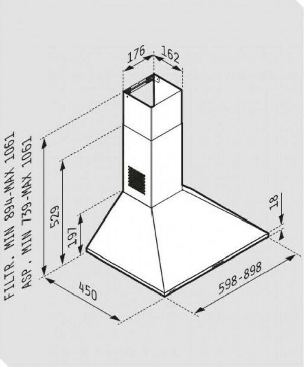 Pyramis Lux Classic Απορροφητήρας Καμινάδα 60cm Inox