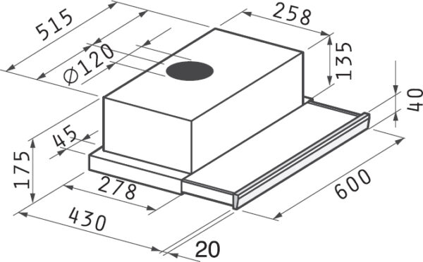 Pyramis Essential Συρόμενος Απορροφητήρας 60cm Inox