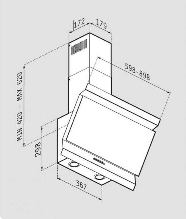 Pyramis Eleganto Απορροφητήρας Καμινάδα 60cm Μαύρος