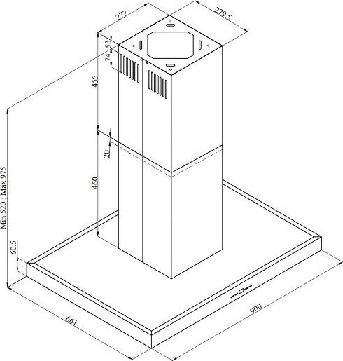 Davoline Tau Island Απορροφητήρας Νησίδα 90cm Inox